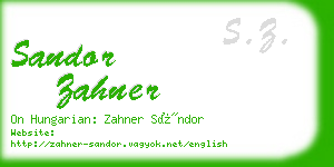 sandor zahner business card